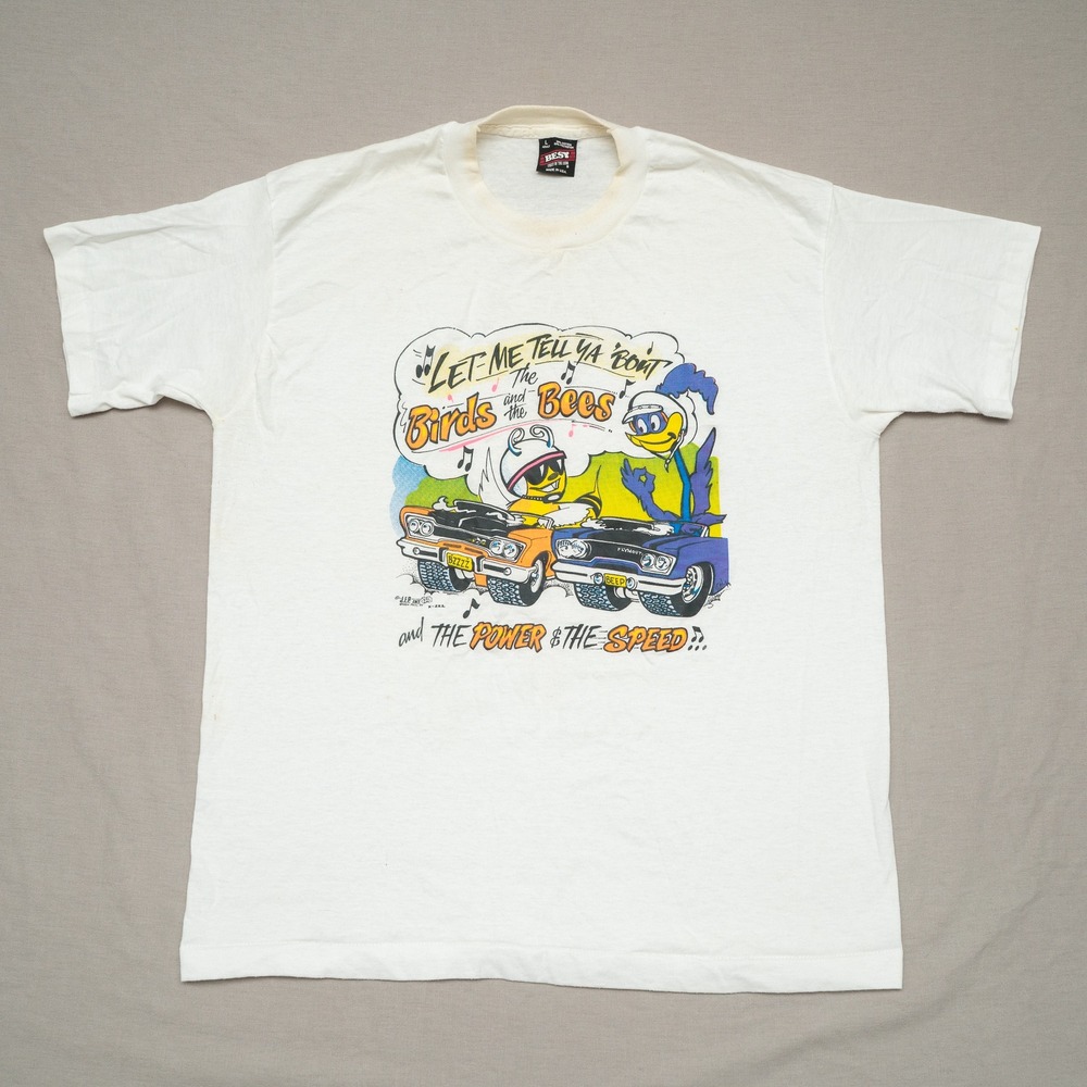 Vintage 90s Birds & Bees Roadrunner JFP Int Drag Racing Ed Roth‎ Style T Shirt L